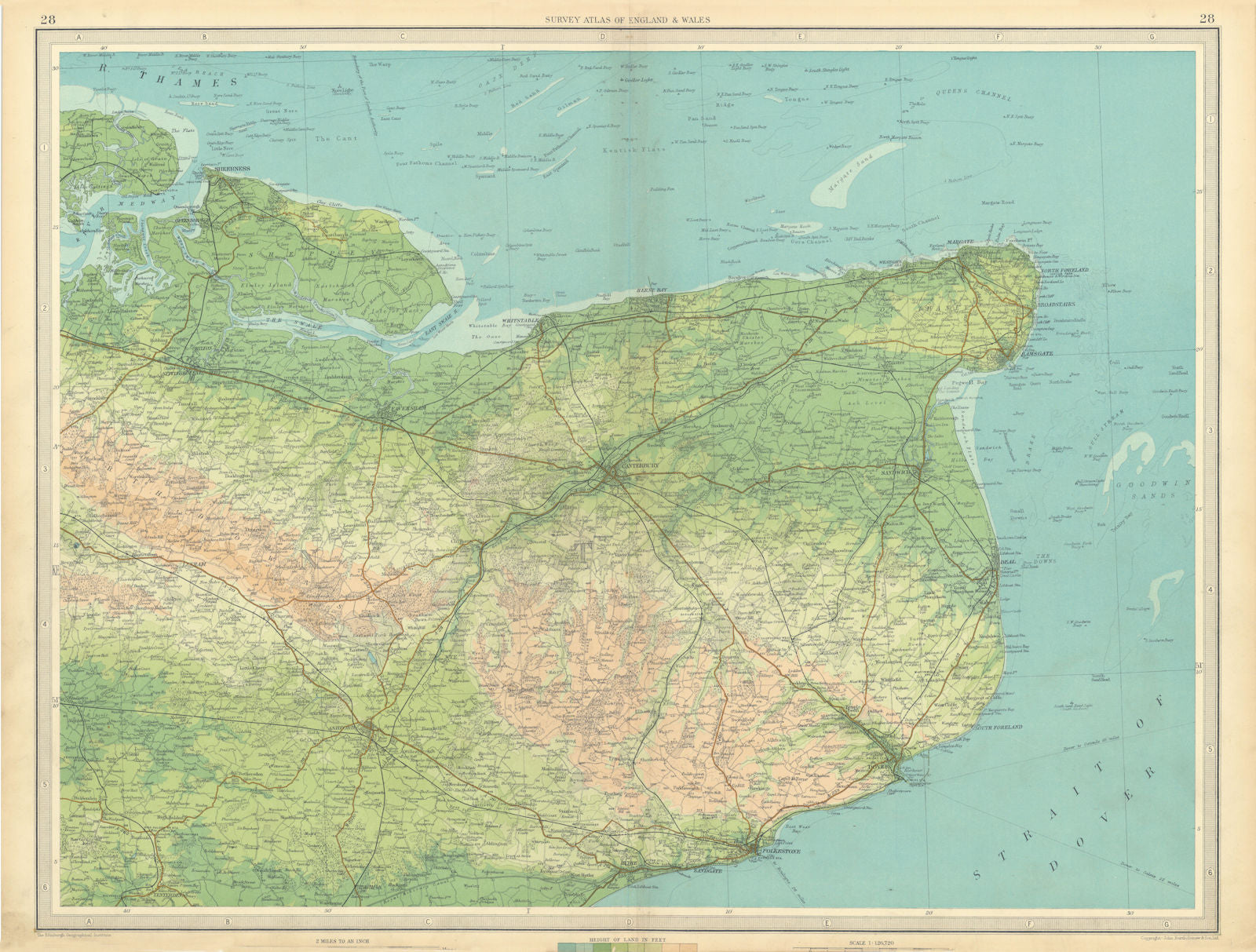KENT Canterbury Dover Folkestone Ramsgate Margate Ashford Faversham 1939 map
